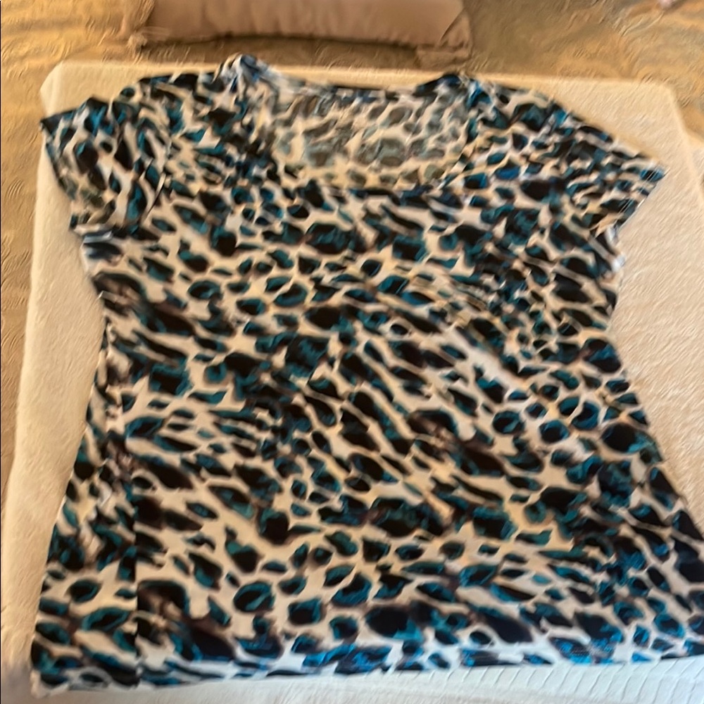 Ann Taylor Black and Cream Short Sleeve Blouse